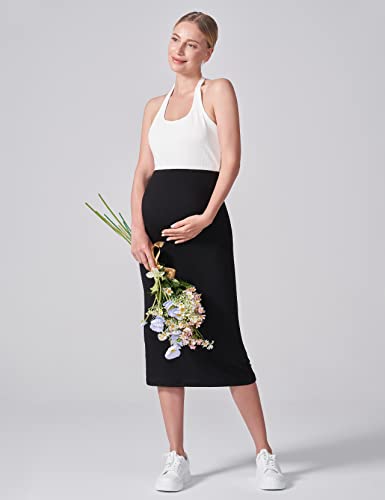 POSHDIVAH Maternity Skirt Over The Belly - color: Black, size: Large