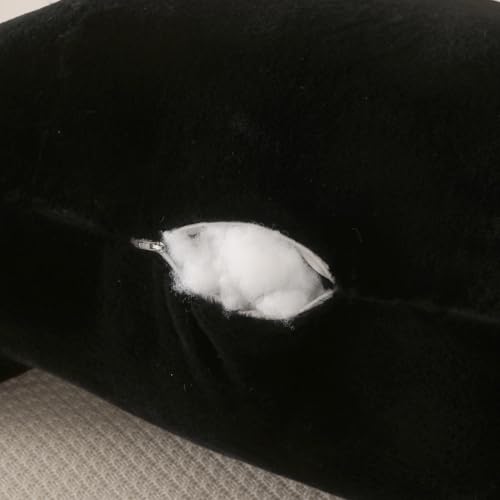 Soft Reading Pillow for Bed with Arms,Middle,Black,Faux Fur - color: Black, size: Standard(17")