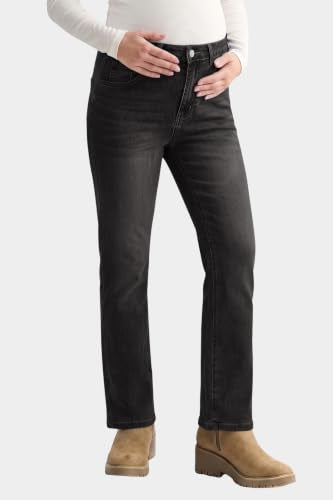 BLENCOT Womens Maternity Jeans Elastic Waist Stretch Pregnancy Denim Pants - color: Black, size: X-Large