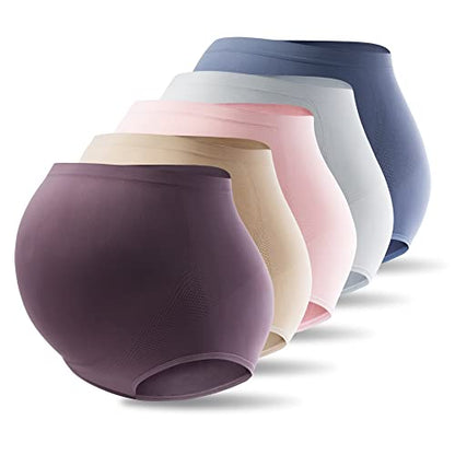 Mama Plus Women’s Maternity Underwear Over Bump High Waist Seamless Briefs Soft Stretch Pregnancy Panties Multi-Pack - color: Multicolor-a 5 Pack, size: Large