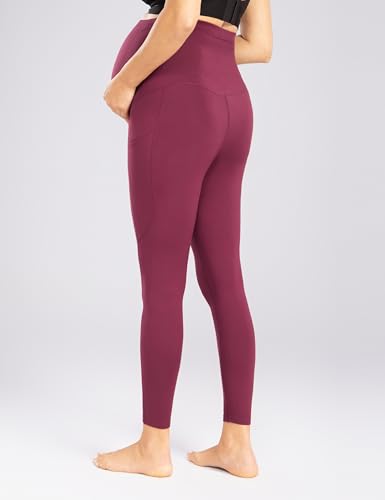 Enerful Maternity Leggings for Women - color: 2pack Black/Wine Red, size: Small