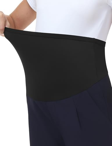 Maternity Pants Work Stretchy Wide Leg Dress Pant - color: Navy Blue, size: Small