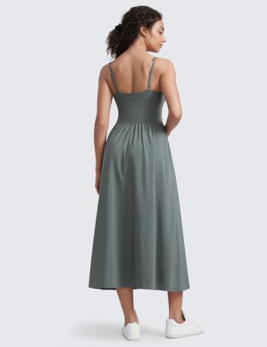 CRZ YOGA Square Neck Maxi Casual Dress - color: Grey Sage, size: Medium