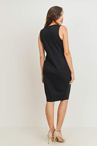 Womens Front Pleat Knee Length Midi Maternity Dress - color: Black, size: Medium
