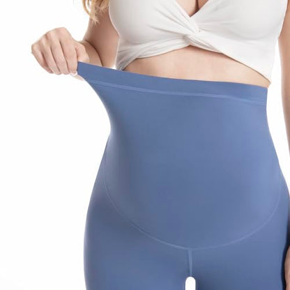 Over‑Belly Maternity Leggings, Soft Stretch Yoga Pants - color: 2 Packs-black/Blue, size: Small