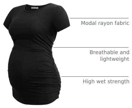 Smallshow Women's Side Ruched Tunic Maternity Shirts 3 Packs - color: Army Green-black-deep Grey(3 Pack), size: Large