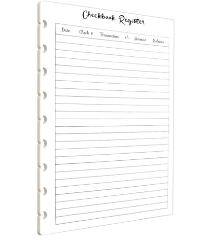 Checkbook Register Inserts for 9-Disc Classic Happy Planner, Classic Happy Planner Budget Planner, Pre-punched Planner Inserts, Budget Planner