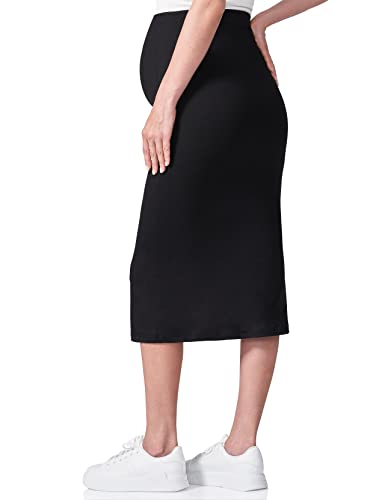 POSHDIVAH Maternity Skirt Over The Belly - color: Black, size: Large