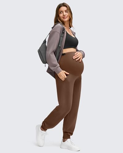 G4Free Smoofit Modal Soft Maternity Joggers Pregnancy Casual Sweatpants - color: Dark Coffee, size: Medium