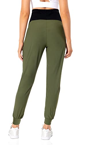 V VOCNI Maternity Joggers Quick-Dry Pregnancy Scrub Pants - color: 01-green, size: Medium