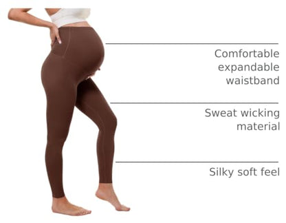 Buttergene Maternity No Front Seam Legging 25" - color: Hot Fudge Brown, size: Large