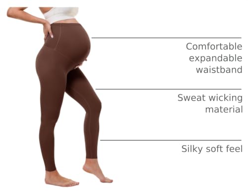 Buttergene Maternity No Front Seam Legging 25" - color: Hot Fudge Brown, size: Small