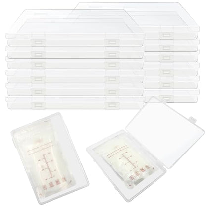 12 Pcs Clear Flat Breast Milk Freezer Storage Organizer Space Saving Breastmilk Plastic Storage Box Freezer Tray Breastfeeding Bag Fridge Organizer for Breastfeed Organization Tools - size: 12 Pcs