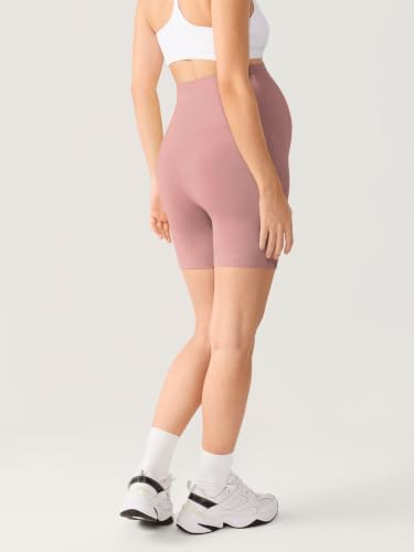 MOMANDA Seamless Maternity Biker Shorts 6" - color: Peachskin Pink, size: X-Large