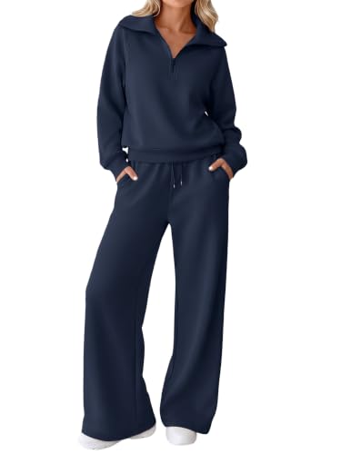 EFAN Womens Sweatsuits Modal Blend 2 Piece Matching Sets Comfy Lounge Wear - color: Navyblue, size: X-Large