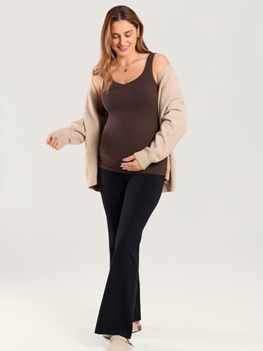 MOMANDA Maternity Nursing Tank Tops - color: Hot Fudge Brown, size: Medium