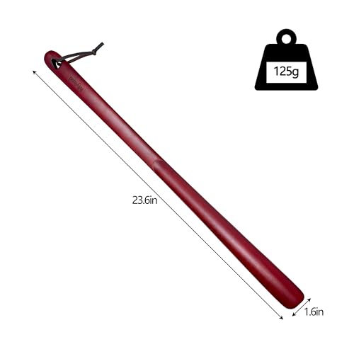 Myluxi Wooden Shoe horn Long Handle for Seniors,23.6in Shoe Helper - color: Staindedred-beech