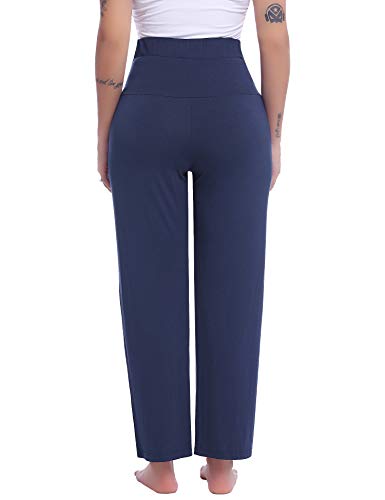 Joyaria Bamboo Viscose Maternity Sweatpants Over Belly Lounge Pants - color: Navy, size: X-Large