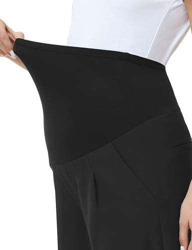 V VOCNI Women's Maternity Work Pants Wide Leg - color: Black, size: Medium