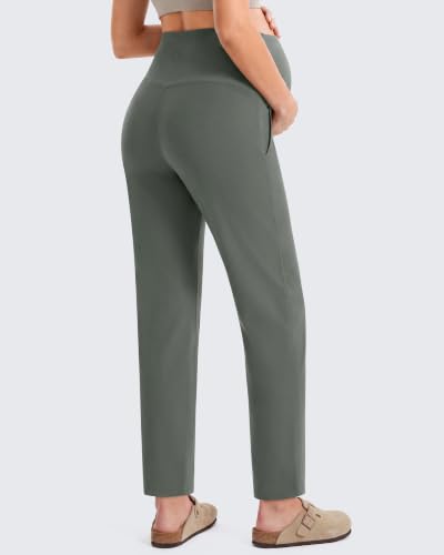 G4Free EverGoing Maternity Work Pants Pregnancy Tapered Ankle Trousers - color: Gray Sage, size: Small