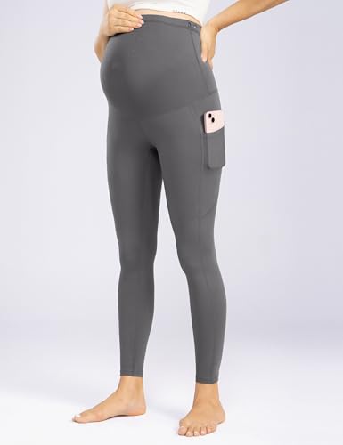 Enerful Maternity Leggings for Women - color: 3pack Black/Gray/Navy, size: Medium