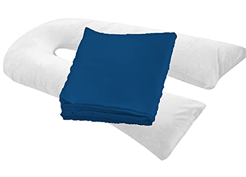 MoonRest Pregnancy Full Body Pillow Cover U-Shaped – Universal Fit U Replacement Cover for Maternity Pillow (Navy) - color: Navy