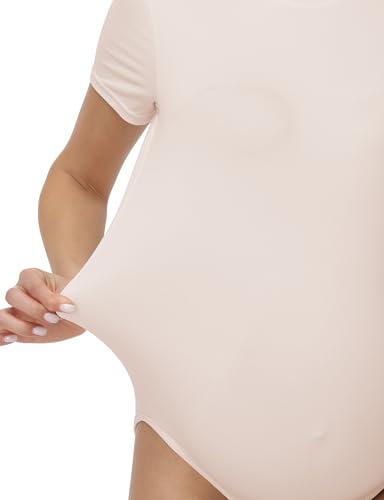 Women's Maternity Bodysuit Short Sleeve T Shirt - color: Apricot, size: Small