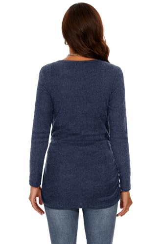 Smallshow Women's Maternity Sweater Shirt Long Sleeve - color: Denim Blue, size: Large