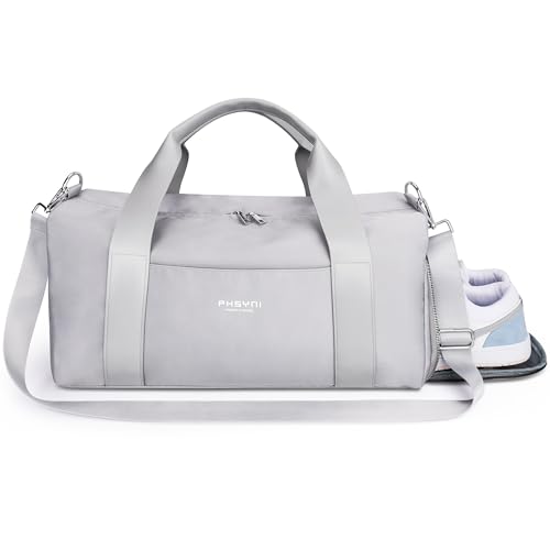 19" Grey Personal Gym Bag for Women,with Shoe Compartment & Wet Pocket - color: Grey, size: 19" Medium Size
