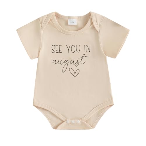 Yccutest Surprise Pregnancy Announcement Baby Onesie Newborn Infant Reveal Ideas Baby Announcement Bodysuit Unisex 0-3 Months - color: Apricot August, size: Newborn