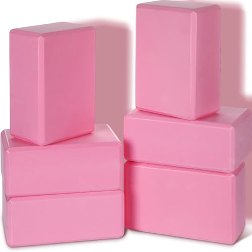 Wettarn 6 Pack EVA Yoga Blocks Bulk, Non Slip Pilates Brick - color: Pink
