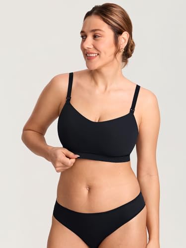 MOMANDA Seamless Nursing Bras for Breastfeeding - color: Black, size: X-Small