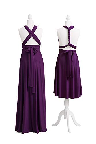 72styles Maxi Infinity Dress for Bridesmaids, Convertible Multi-Way Wrap - color: Dark Purple, size: One Size