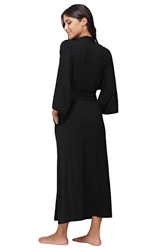 Women's Soft Robes Long Bath Robes Full Length Kimonos Sleepwear Dressing Gown,Solid Color - color: Black, size: 2X