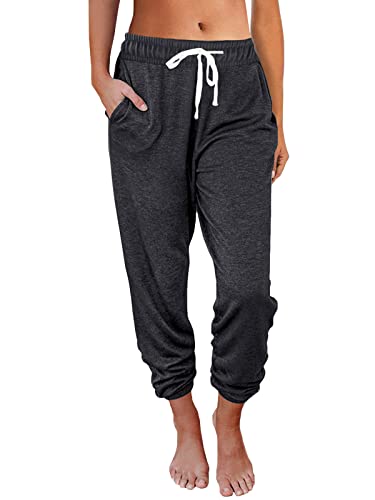 AUTOMET Women's High Waisted Lounge Sweatpants Jogger Pants with Pockets - color: Blackgrey, size: Small