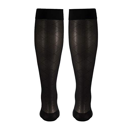 Truform Sheer Compression Stockings, 15-20 mmHg, Women's Knee High Length, Diamond Pattern, Charcoal, Small - color: Charcoal, size: Small (1 Pair), style: Diamond Pattern