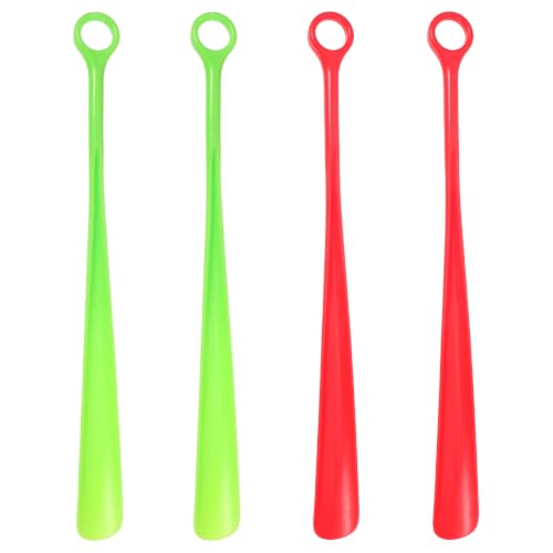 CALLARON 47cm Long Handle Shoehorns Set of 4 Plastic Shoehorn Universal Shoehorns Hanging Shoehorn Travel Portable Shoehorn for Boots Shoes(Random Color)