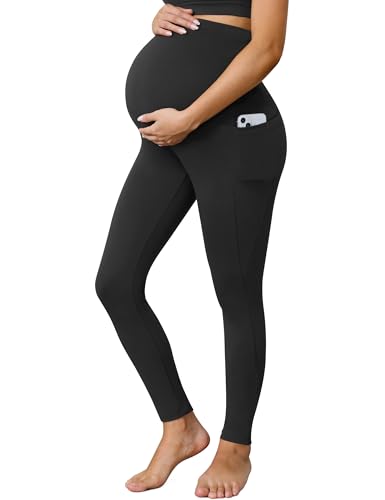 Buttergene Maternity Leggings with Pockets - color: Black, size: X-Large