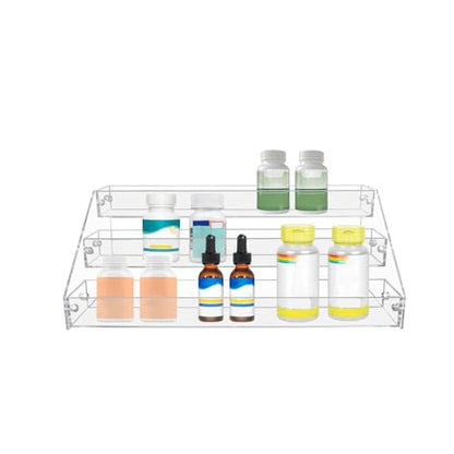 PMMASTO 3-Tier Clear Acrylic Spice Rack Organizer for Cabinet Countertop - size: 3 Tier - inner width 1.93''