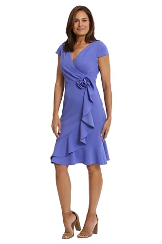 London Times Women's Dresses Feminine Ageless Surplice V-Neck Faux Wrap Ruffle Dress Office Event Shower Guest of - color: Rosette - Very Peri, size: 20 Plus