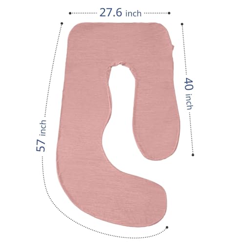 Sasttie Cooling Pregnancy Pillow Cover for 57-inch Maternity Pillow, Blush - color: Blush