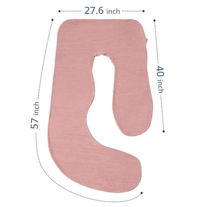 Sasttie Cooling Pregnancy Pillow Cover for 57-inch Maternity Pillow, Blush - color: Blush