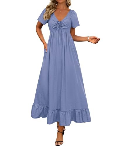 BTFBM Womens Summer Dresses 2026 Wedding Guest Maxi Dress - color: Blue, size: Small