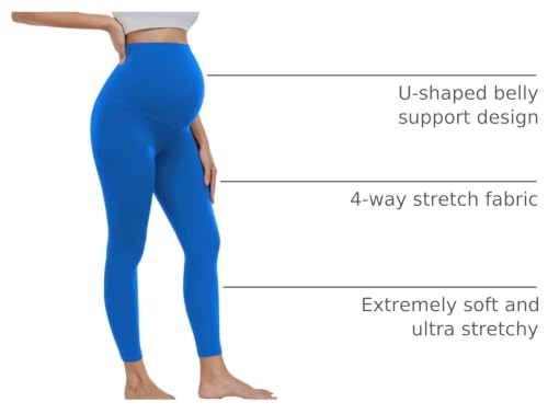 wirarpa Women's Maternity Leggings Over The Belly Buttery Yoga Pants 25" - color: Bright Blue, size: Medium