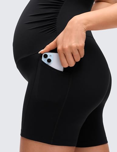 CRZ YOGA Maternity U Neck Romper Pockets - color: Black, size: X-Large