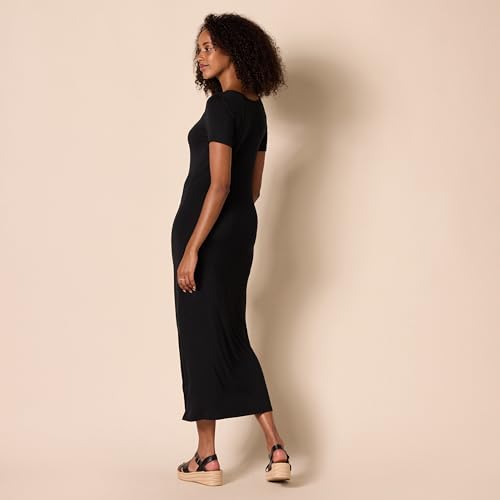 Amazon Essentials Women's Jersey Standard-Fit Short-Sleeve Crewneck Side Slit Maxi Dress - color: Black, size: X-Large