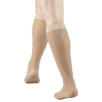 Truform Sheer Compression Stockings, 15-20 mmHg, Women's Knee High Length, 20 Denier, Nude, Medium - color: Nude, size: Medium (1 Pair)