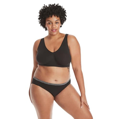 Hanes Women's Cozy Wireless Bra, Full-Coverage Pullover Bra, Seamless T-Shirt Bra - color: Black, size: XX-Large