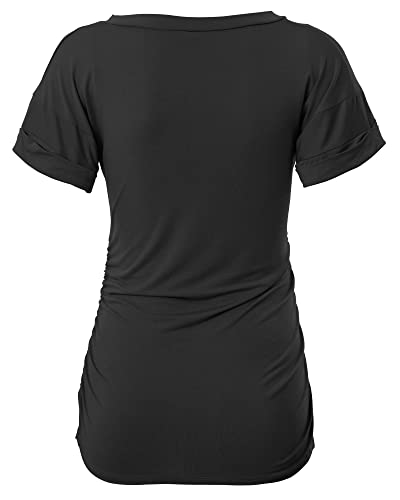 Rnxrbb 3 PCS Short Sleeve Maternity Shirts Summer Pregnancy Tops Clothes - color: Black&&light Purple&white, size: Medium