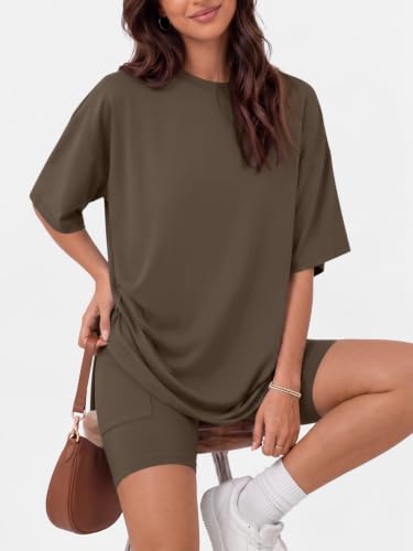 LILLUSORY Womens Lounge Sets 2 Piece Matching Pajamas Summer Outfit 2026 - color: Coffee, size: X-Small